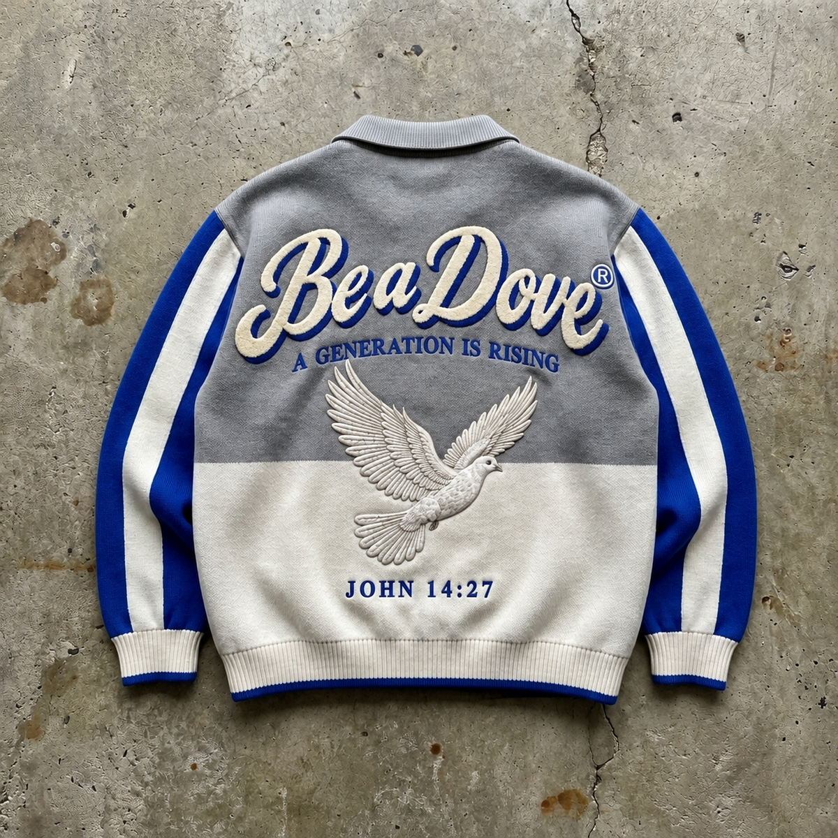 Be a Dove - Grey Colorblock Polo Sweater