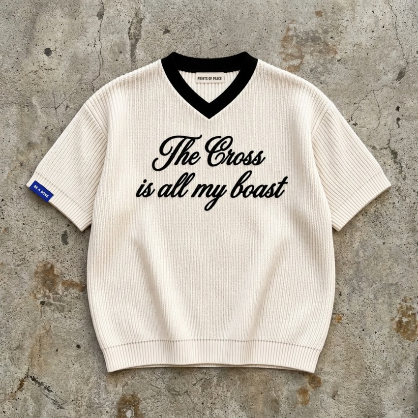 All My Boast - Cream Knit V-Neck