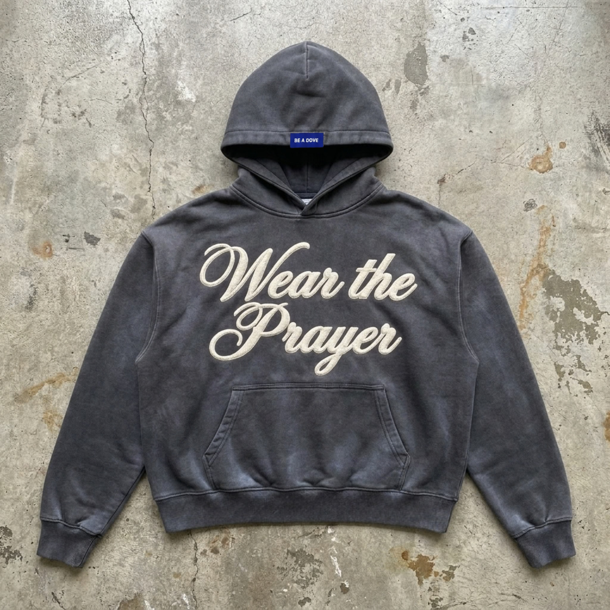Wear The Prayer - Vintage Charcoal Script Hoodie