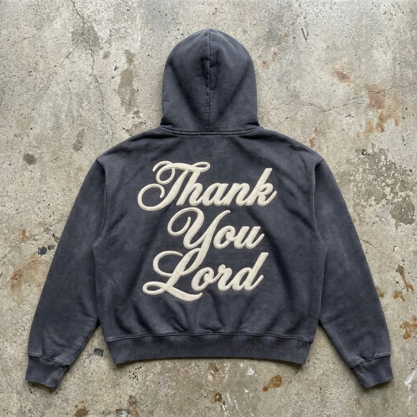 Wear The Prayer - Vintage Charcoal Script Hoodie
