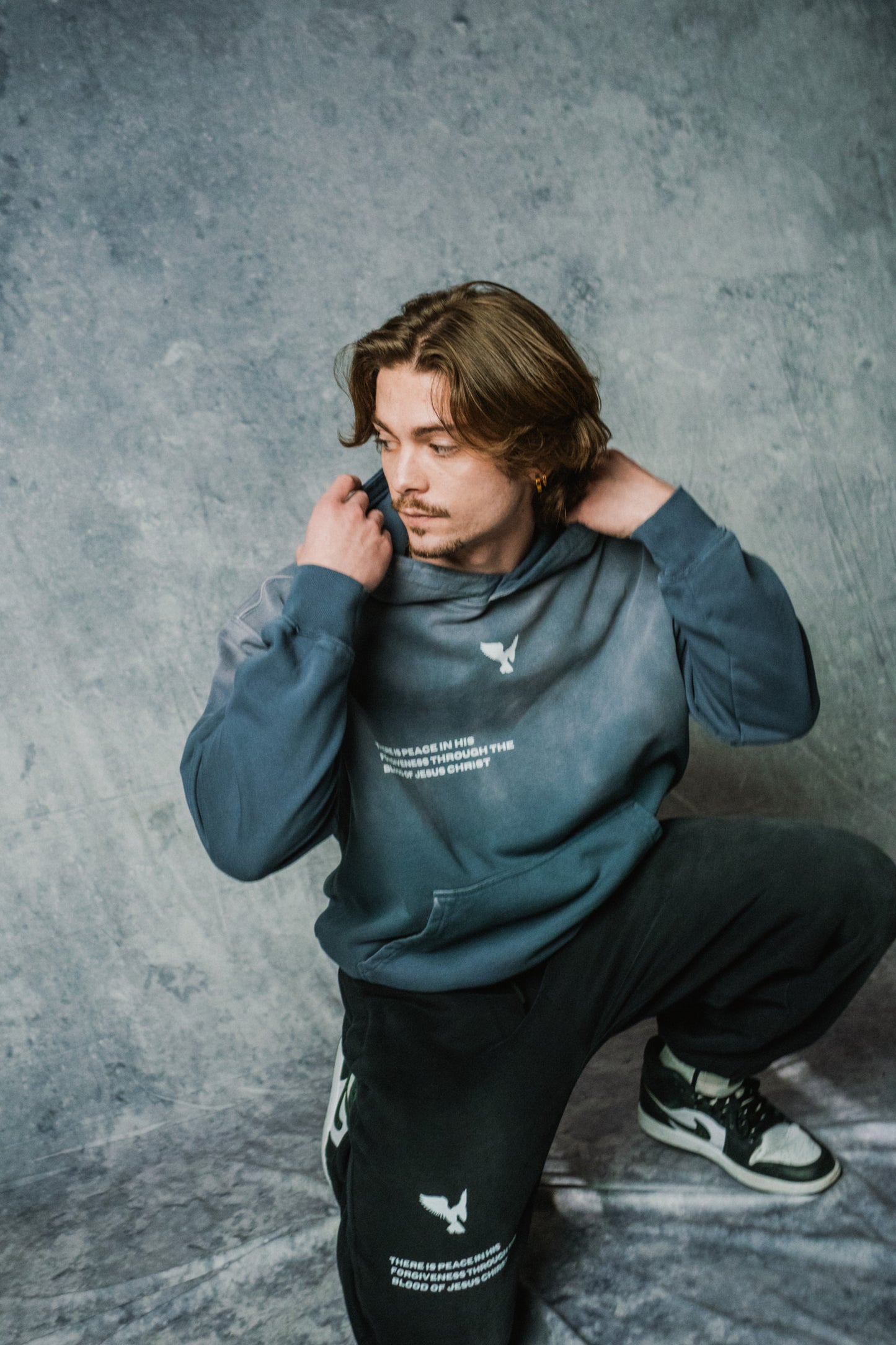 ORIGINAL PEACE | Grey Blue Hoodie