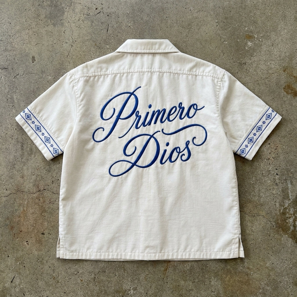 Amen - Ivory Embroidered Guayabera Shirt